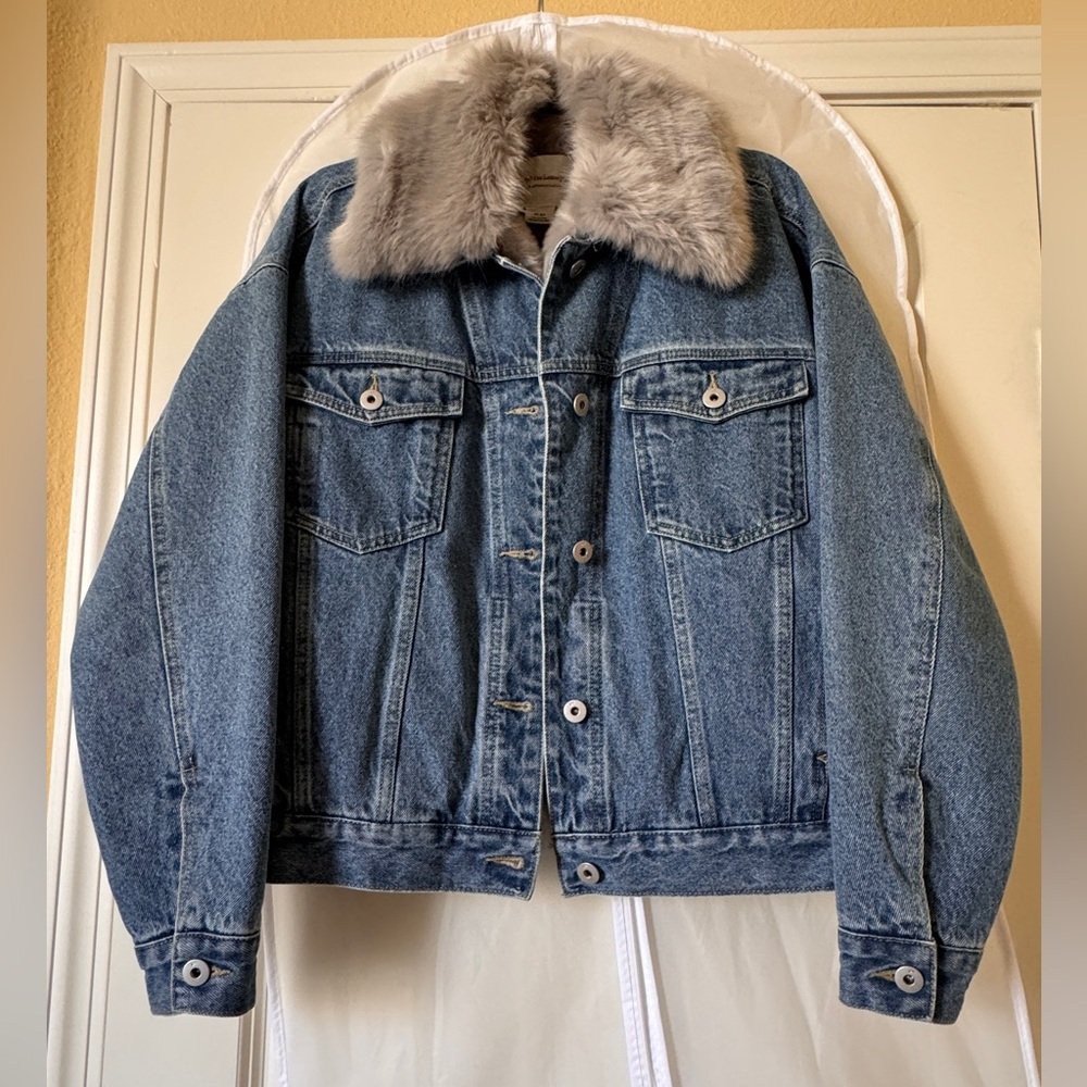 Pilcro Denim Jacket with Faux Fur Lining